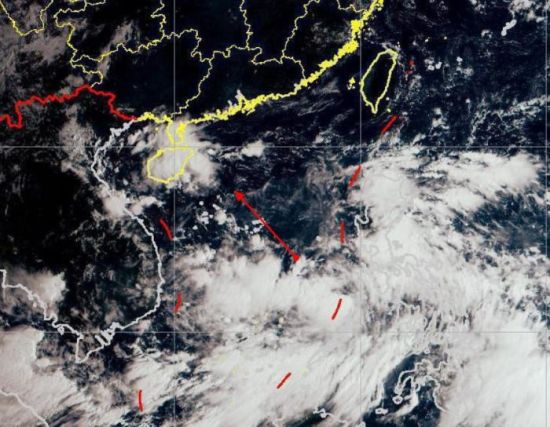  南海热带低压可能生成位置及移动方向示意图。海南省气象服务中心 供图