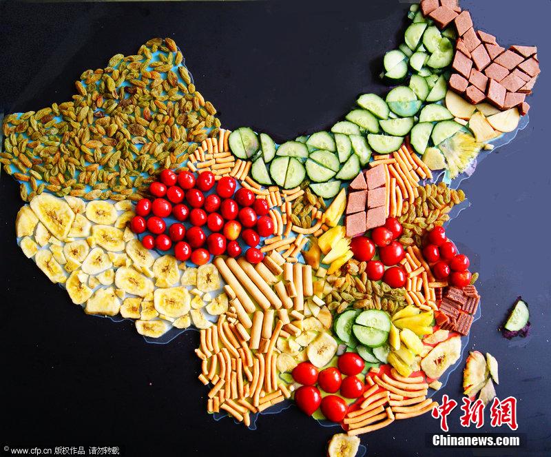 大学生制作美食版中国地图